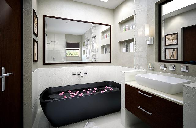 Kleines Badezimmer große Fliesen