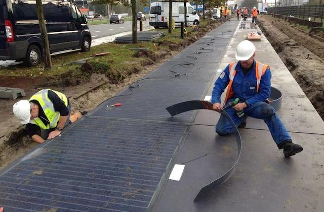 sollte dieser Radweg mit eingebaute Solaranlage in der Lage sein Elektrizität für 2 bis 3 Häuser zu produzieren