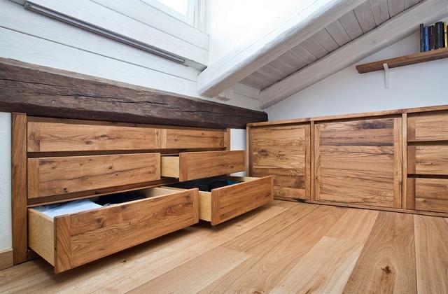 die Kopfkante gegen die niedrigste Wand zu schieben