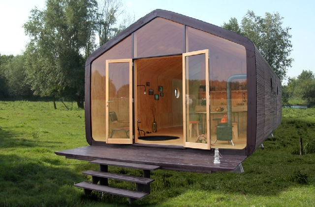 Wikkelhouse, ein Haus aus Holz und Pappe